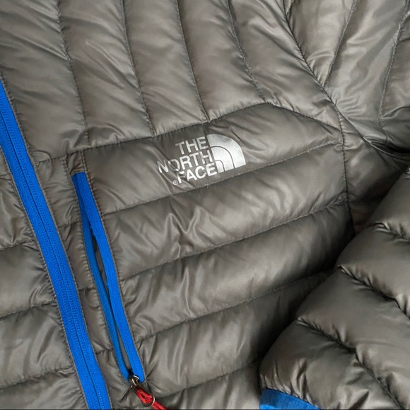 North Face Puffer Hooded Jacket Grey Blue - Picture 2 of 7